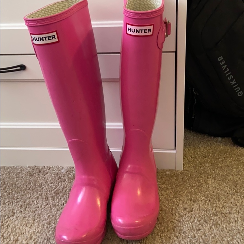 Hunter rain boots pink